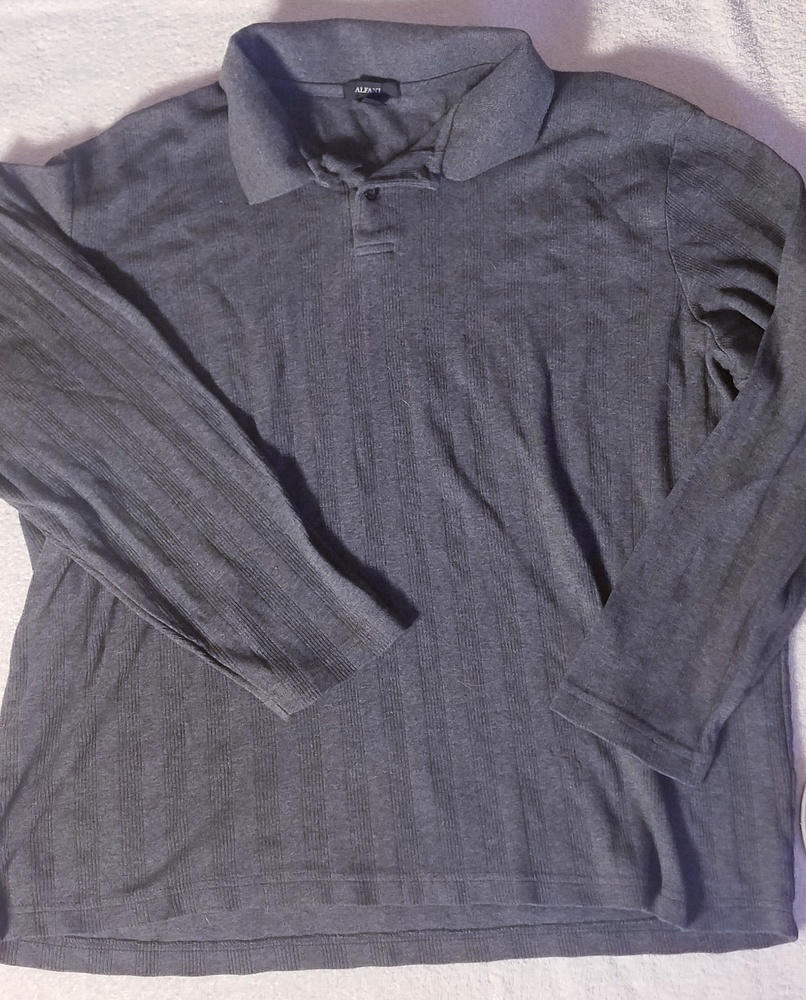 en's Long-Sleeve Polo Shirt by Alfani (Mens Large)